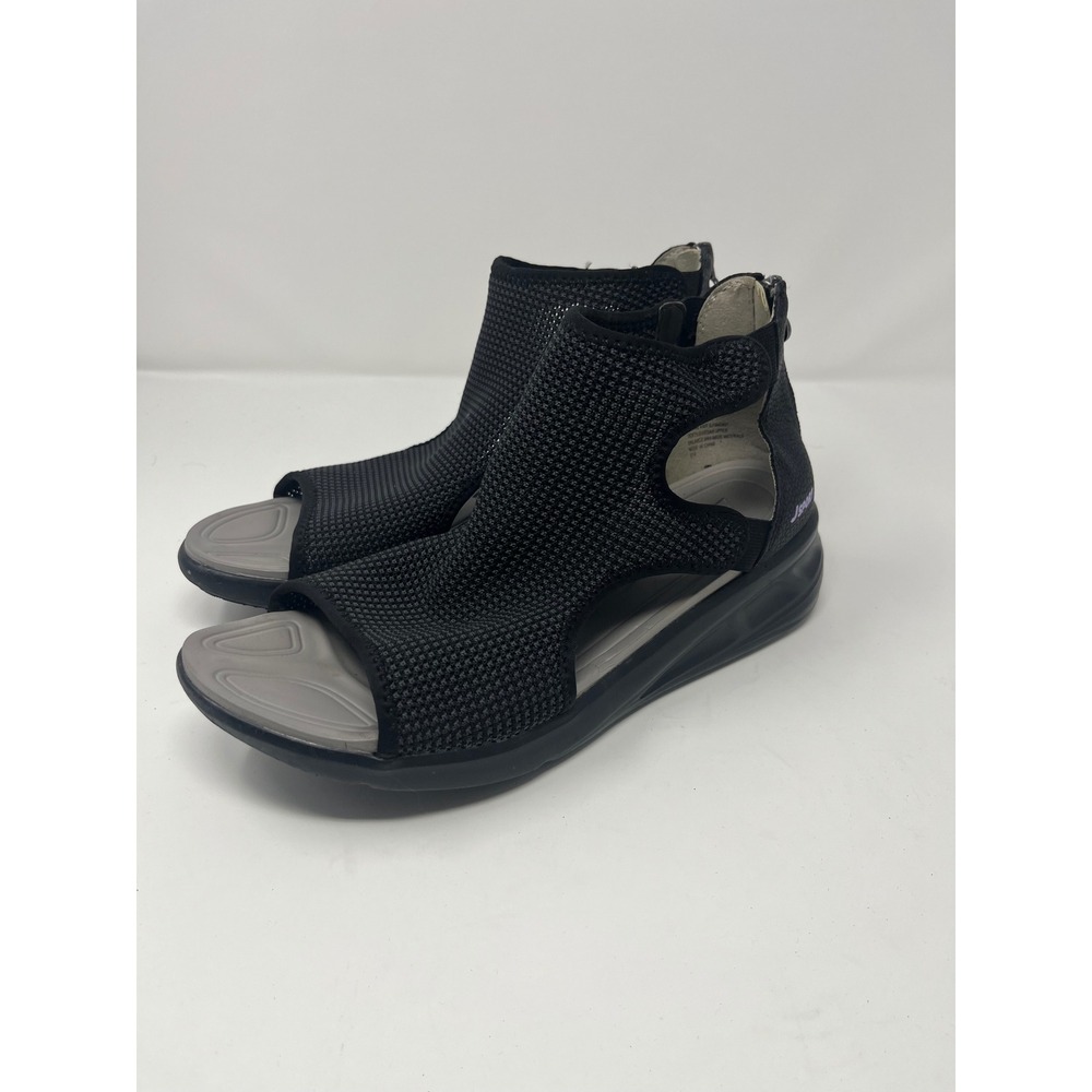 J Sport by Jambu Mesh Gladiator Zip Back Sandals Women 10M Black Gorpcore Walkin